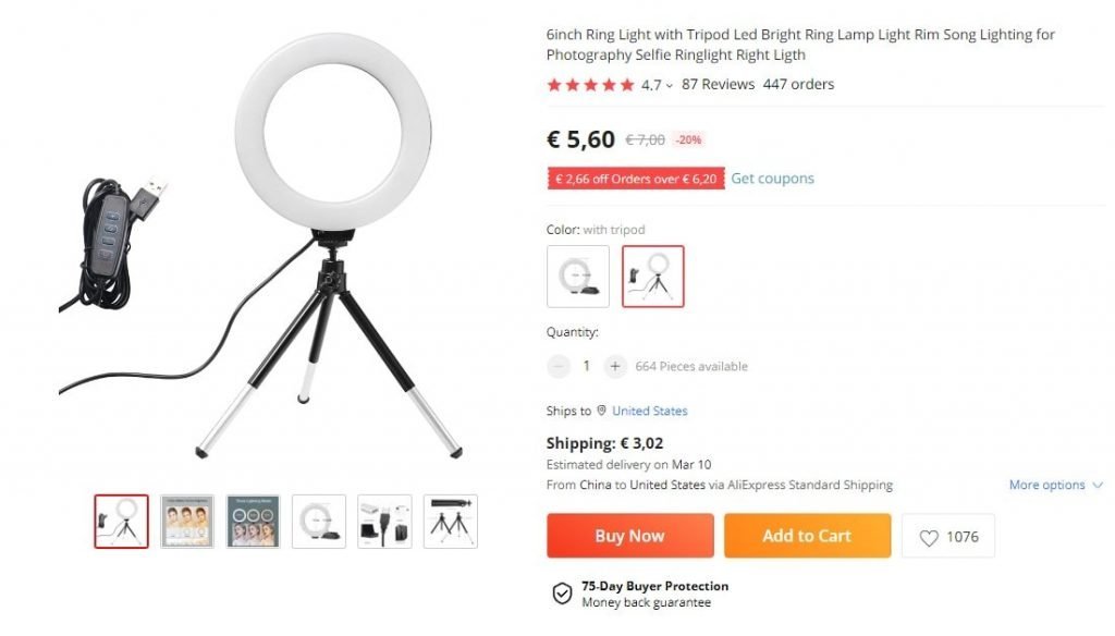 Ring light prsten za osvjetljenje sa aliexpressa za shopify dropshipping